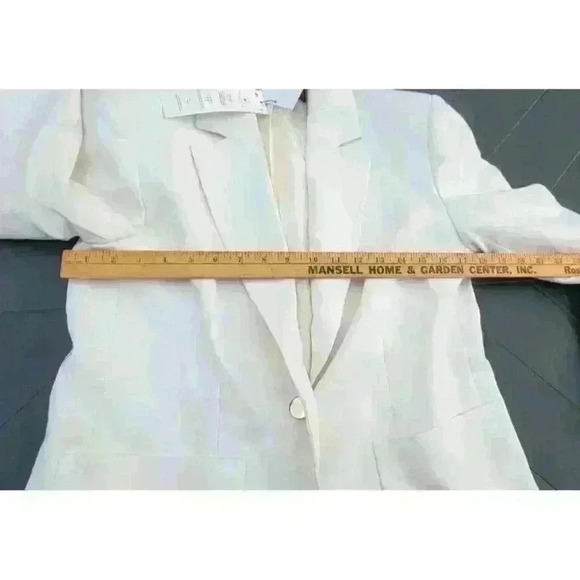 Zara Womens Oyster White Tailored Two Button Blazer Jacket XS Patch Pocket Gold - Picture 12 of 14